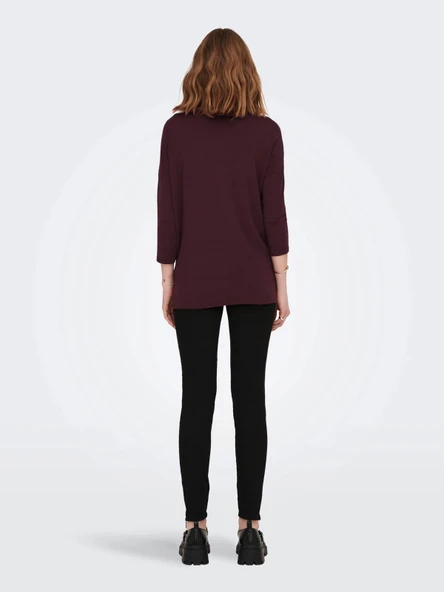 Only 15157920 Genis Yaka Dirsek Kol Kadın Body - Bordo - 4