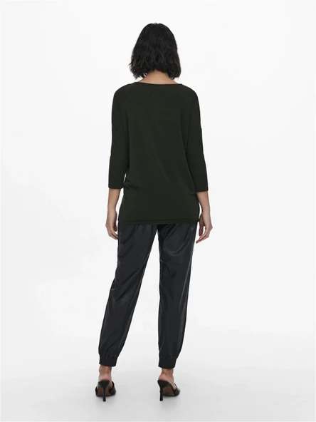 Only 15157920 Genis Yaka Dirsek Kol Kadın Body - Haki - Resim 4