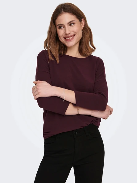 Only 15157920 Genis Yaka Dirsek Kol Kadın Body - Bordo - 3