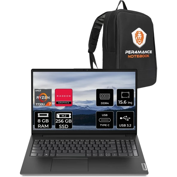 V15 G4 AMD Ryzen 7 7730U 16GB 512GB SSD Freedos 15.6" FHD Taşınabilir Bilgisayar & PER4 Çanta ürün görseli