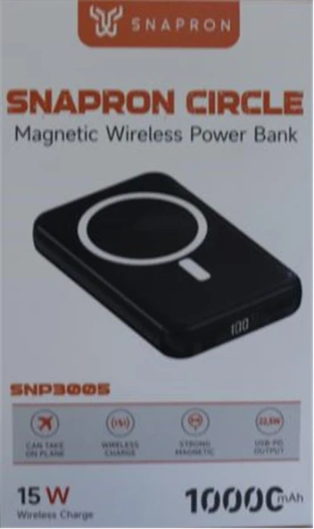 SnapMax SNP-3005 10.000 mah Kablosuz Hızlı Şarj Magsafe Powerbank LED Ekranlı Çoklu Girişli ürün görseli