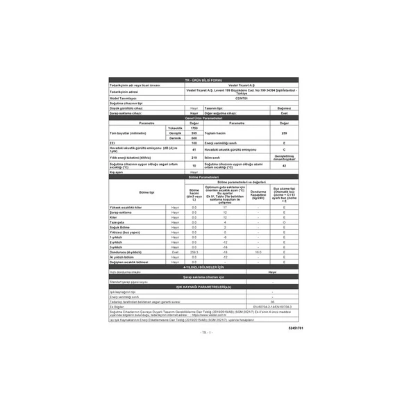 Vestel CDM701 Çekmeceli 250 Lt Dikey Derin Dondurucu - Resim 7