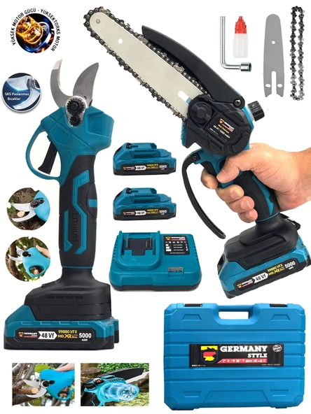 Germany Style Kömürsüz 7'li Set Teleskopik Kırıcı-Matkap-Budama Testeresi-Makas-Taşlama-Somun Sökme - 2