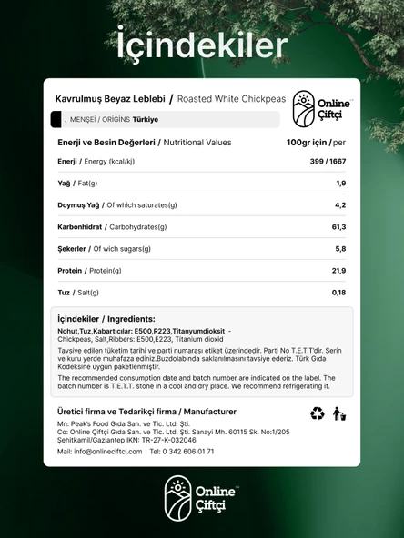 Online Çiftçi Beyaz Leblebi 100Gr - 4