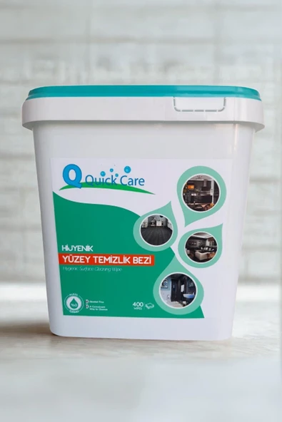 QUICKCARE Dezenfektanlı Hijyenik Yüzey Temizlik Havlusu Kova + Yedek Mendil 800 Adet Eko Aloe Vera Kokulu - 2
