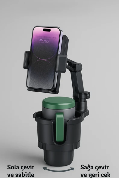 Çok Fonksiyonlu Araç Kupa ve Telefon Tutucu  360 Derece Döner Ayarlanabilir Taban - 4