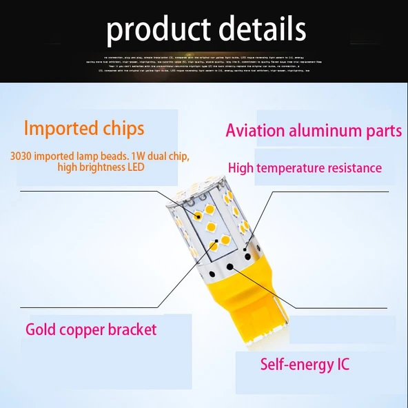 T20 Dekoratif led ampul tek duy canbuslı turuncu 12v / LAAM942-1 - Resim 5
