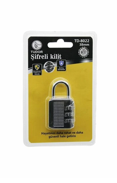 TUDOR ŞİFRELİ ASMA KİLİT 38 MM (TD-8022)