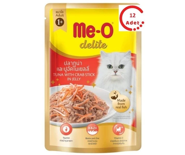 Me-o Delite Ton Balıklı ve Yengeçli Jelly Kedi Yaş Mama 70 Gr x 12 Adet ürün görseli 1