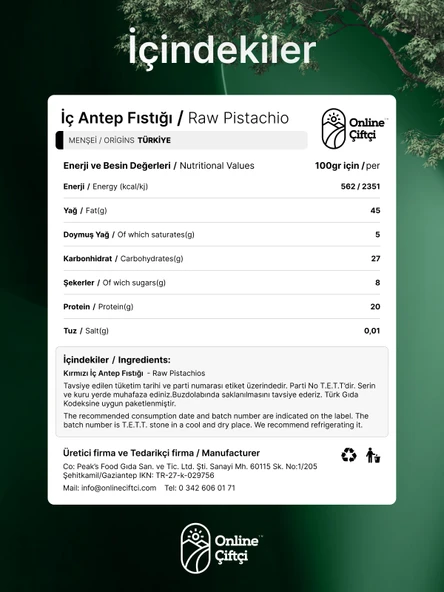 Online Çiftçi Kırmızı İç Antep Fıstığı 100Gr - 4