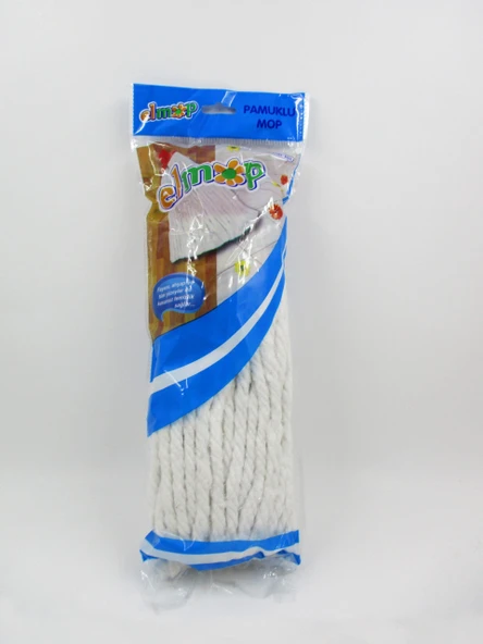 Elmop P02 Pamuklu Beyaz Islak Mop - Paspas Ucu - Vidalı Standart Yedek Mop Püskül - 1 Adet ürün görseli