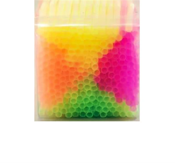 Dolphin Fosforlu Pipet - Körüklü - Turuncu Pembe Yeşil - 225 Adetlik Paket - 3