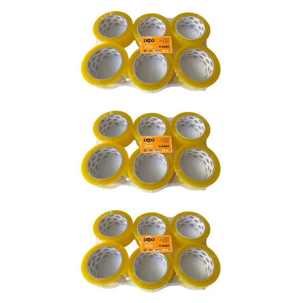 Otto Bant Şeffaf Koli Bandı Bantı / 45 mm x 100 Metre / 6 Adetlik 3 Paket ürün görseli 1