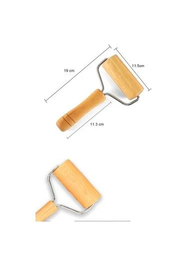 Pratik Ahşap Saplı Rulo Pizza Börek Hamur Açma Açıcı Merdane Pürüzsüz Oklava Silindir El Merdanesi - 5