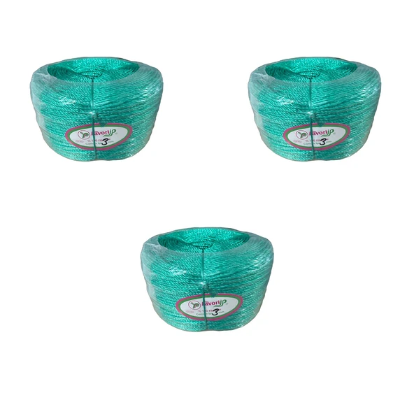 Favori İp Halat FH03 PP Naylon Burgulu Örgü Çamaşır İpi - Yeşil - 100 Metre - 3 Adet ürün görseli 1