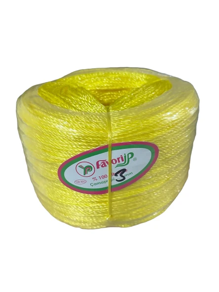 Favori İp Halat FH03 PP Naylon Burgulu Örgü Çamaşır İpi - Sarı - 100 Metre - 10 Adet - 2