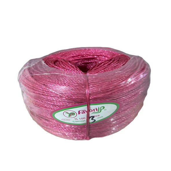 Favori İp Halat FH03 PP Naylon Burgulu Örgü Çamaşır İpi - Pembe - 100 Metre - 3 Adet - Resim 2