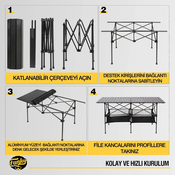 FUNKY CHAIRS Family XXL Katlanabilir Alüminyum Kamp Masası Siyah - 2