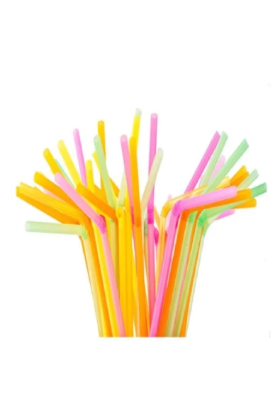 Dolphin Fosforlu Pipet - Körüklü - Turuncu Pembe Yeşil - 225 Adetlik Paket - 2
