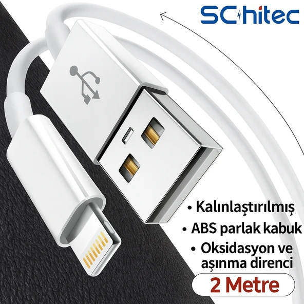 ScHitec 3A 60W UsbA to Lightning Hızlı Data ve Şarj Kablosu 2 Metre Beyaz X74 - Resim 3