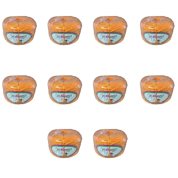 Favori İp Halat FH03 PP Naylon Burgulu Örgü Çamaşır İpi - Turuncu - 100 Metre - 10 Adet ürün görseli 1