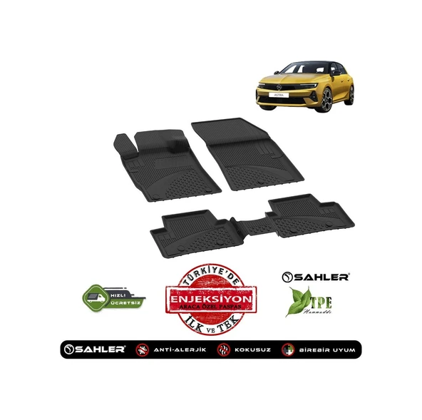 Sahler Opel Astra L 2022 + 4.5D Havuzlu Paspas Siyah
