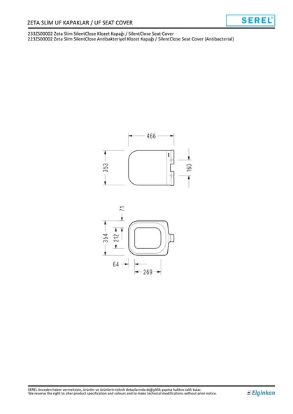 Serel Zenith Slim Yavaş Kapanan Klozet Kapağı 223ZNS0002 - 2