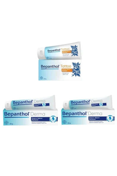 Bepanthol Tattoo Dövme Bakım Merhemi 50 Gr 1 Adet +Derma Onarıcı Bakım 30 Gr 2 Adet - SKT: 05/2028 - 1