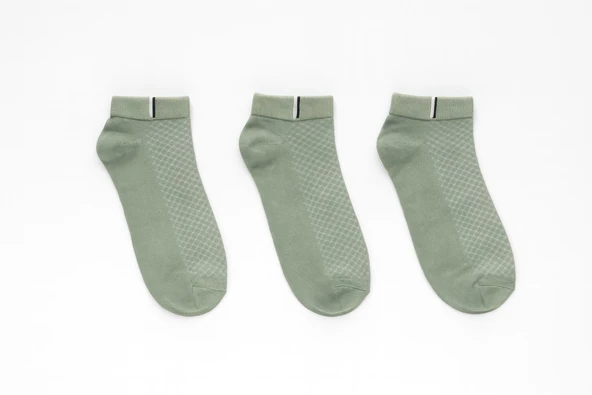 Plus Scorpion Erkek Pamuklu Sneaker Çorap 3’lü Paket – 40-44 Numara – Mavi / Gri / Yeşil – Nefes Alabilir – Spor ve Günlük Kullanım - Resim 4