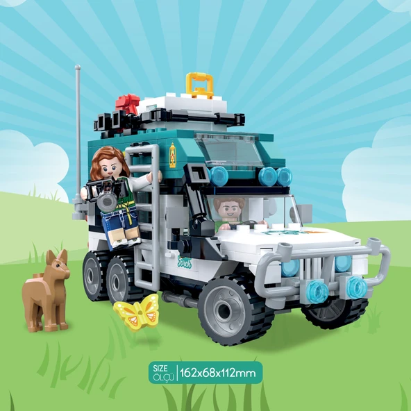 Ogi Mogi Toys Eğitici Bloklar Işıklı Mavi Karavan 298 Parça, Lego Uyumlu Yapı Seti - 2