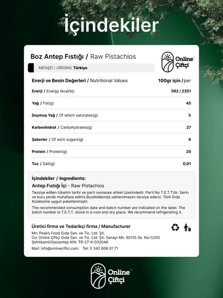 Online Çiftçi Baklavalık İç Antep Fıstığı 100Gr - Resim 4