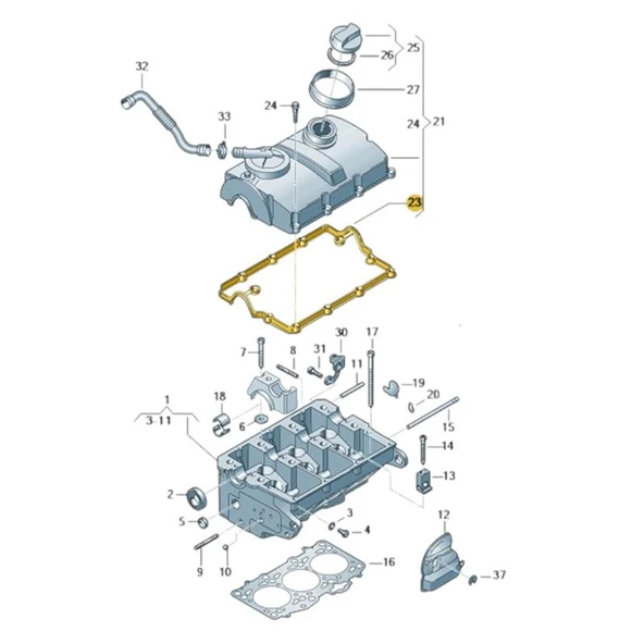 Seat İbiza 2006-2008 1.4 Dizel Külbütör Üst Kapak Contası 045103483C - Resim 2
