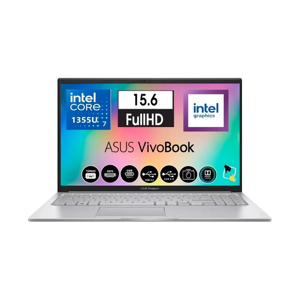 Vivobook 15 X1504VA-NJ195W Intel Core I7 1355U 16GB Ram 1tb SSD 15.6'' Full Hd Windows 11 Home Taşınabilir Bilgisayar +Snertechçanta - Resim 2