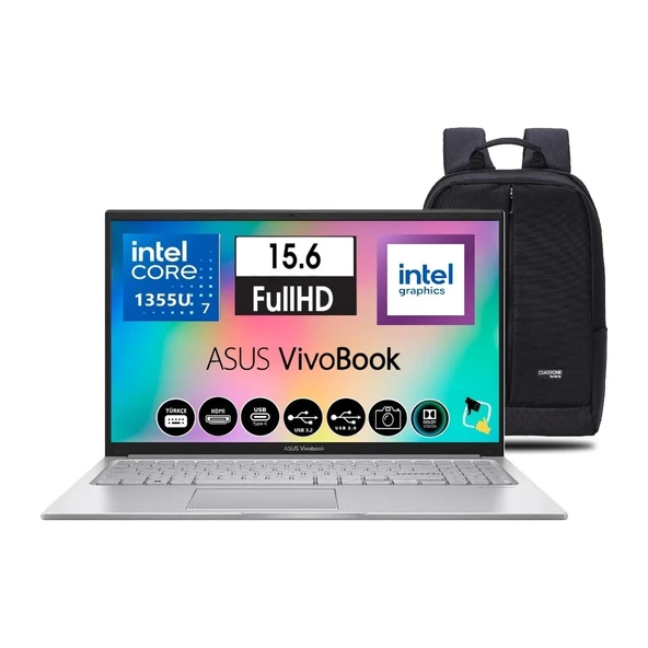 Vivobook 15 X1504VA-NJ195W Intel Core I7 1355U 16GB Ram 512GB SSD 15.6'' Full Hd Windows 11 Home Taşınabilir Bilgisayar +Snertechçanta ürün görseli