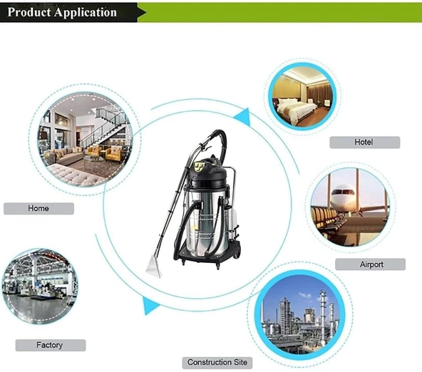 Halı Temizleme Makinesi - 3'ü 1 Arada Derin Temizlik Ekstraktörü, Ev/Ticari Halılar, Kanepeler ve Perdeler İçin - Taşınabilir Paslanmaz Çelik Halı Ekstraktörü(40L) - Resim 3