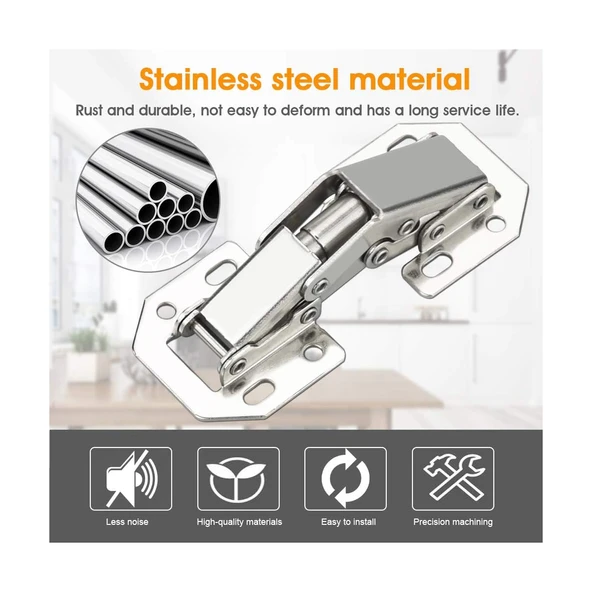 10 Adet Tas Deliksiz Mobilya Dolap Menteşesi - 5