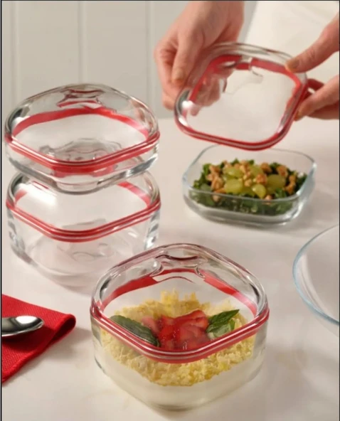 Paşabahçe 96887 Plus Silikon Contalı Kapaklı Saklama Kabı Seti 395 Cc 6 Adet - Resim 3