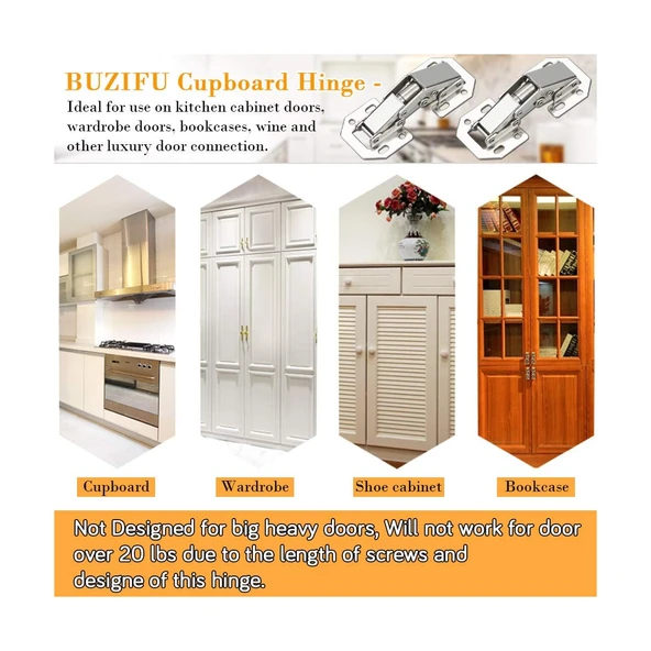 2 Adet Tas Deliksiz Mobilya Dolap Menteşesi - 8