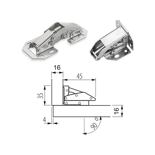 2 Adet Tas Deliksiz Mobilya Dolap Menteşesi - 3