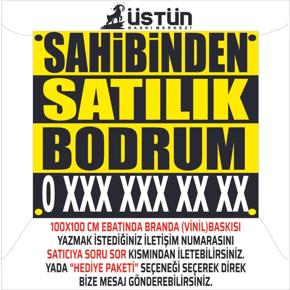SAHİBİNDEN SATILIK BODRUM 100X100 BRANDA AFİŞ