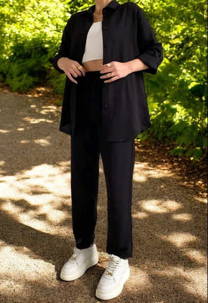 Yazlık Alt Üst Kadın Keten Takım - 4