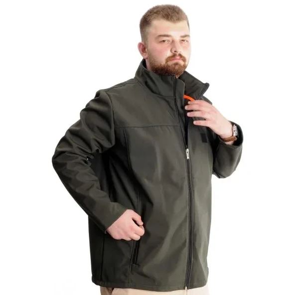 Büyük Beden Erkek Mont Waterproof Softshell 21232 Haki - Resim 2