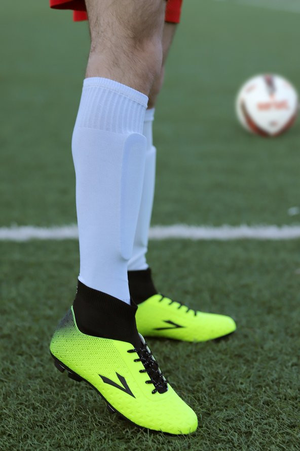 Lig Simav KM Boğazlı Çorap Krampon Çim Saha Erkek Futbol Ayakkabı Sarı
