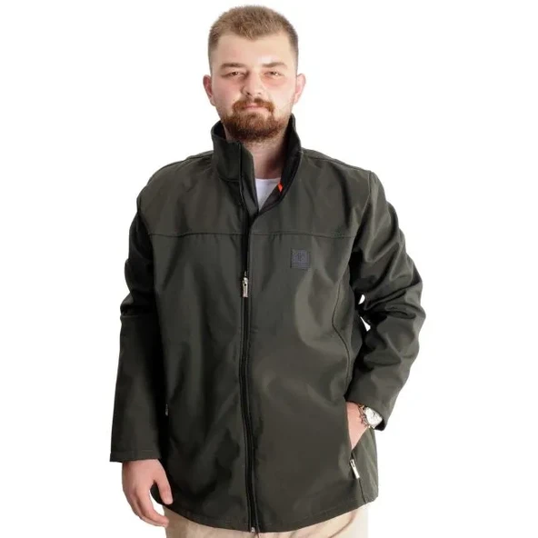 Büyük Beden Erkek Mont Waterproof Softshell 21232 Haki ürün görseli 1