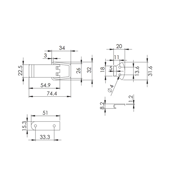 4 Adet Sandık Klipsi Kilidi Gergi Mandalı Orta boy Nikel - 2