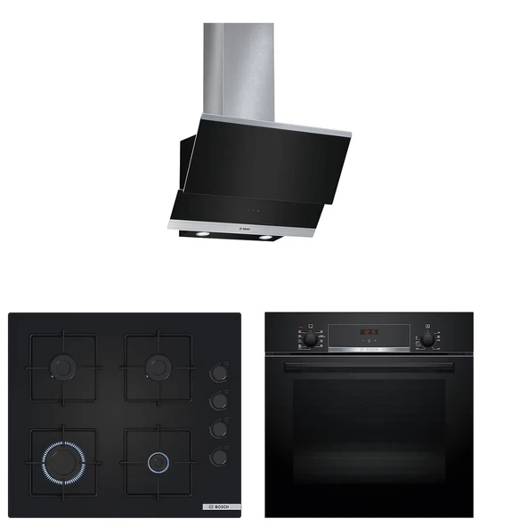 Bosch 3lü (DWK065G60T-POP6C6P30O -HIF534EB3T) siyah Ankastre Set - 1
