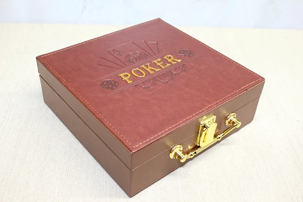 Deri Çantalı 100 Chip Ve 2 Adet İskambil Kağitına Sahip Poker Oyunu Alk4228 - Resim 2