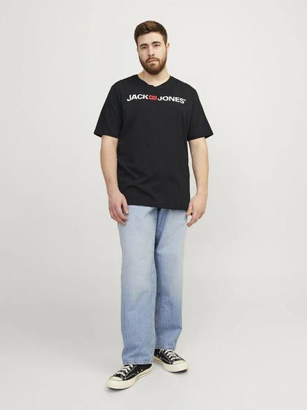 Jack Jones Carp Logo Büyük Beden Erkek Tişört 12184987 - 3