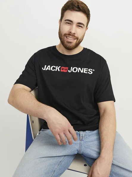 Jack Jones Carp Logo Büyük Beden Erkek Tişört 12184987 - 2