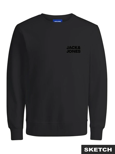 Jack Jones Logo Bisiklet Yaka Relax Fit Erkek Sweat 12290659 - 1